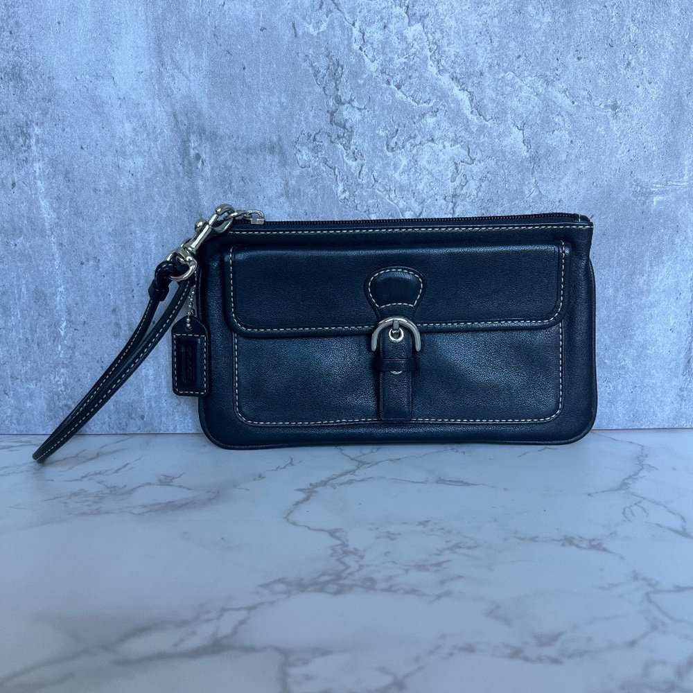 Coach Black Leather Wristlet - NWT